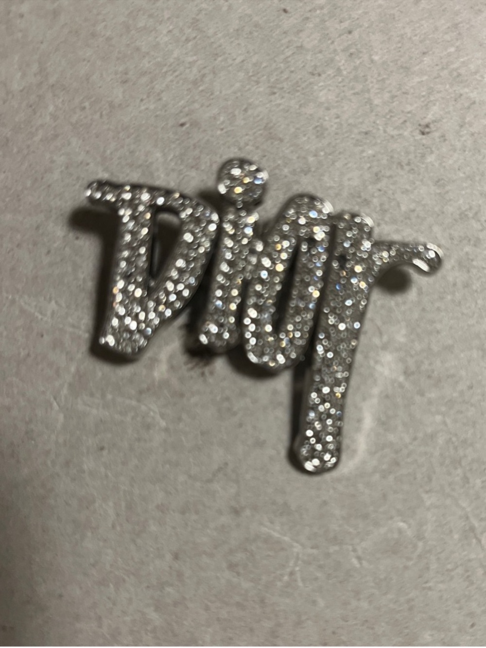 Dior Crystal-Embellished Script Pin in Silver